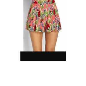 Forever 21 Red Parrot Mini Flowy Skirt